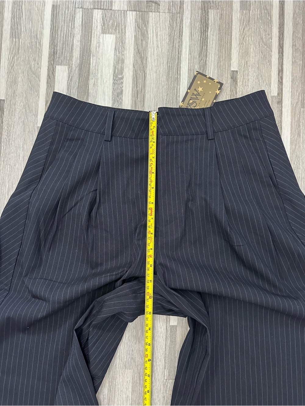 Aaron & Amber Pinstripe Barrel Pants, NWT, Size M, Dark Blue Women’s - Picture 9 of 11